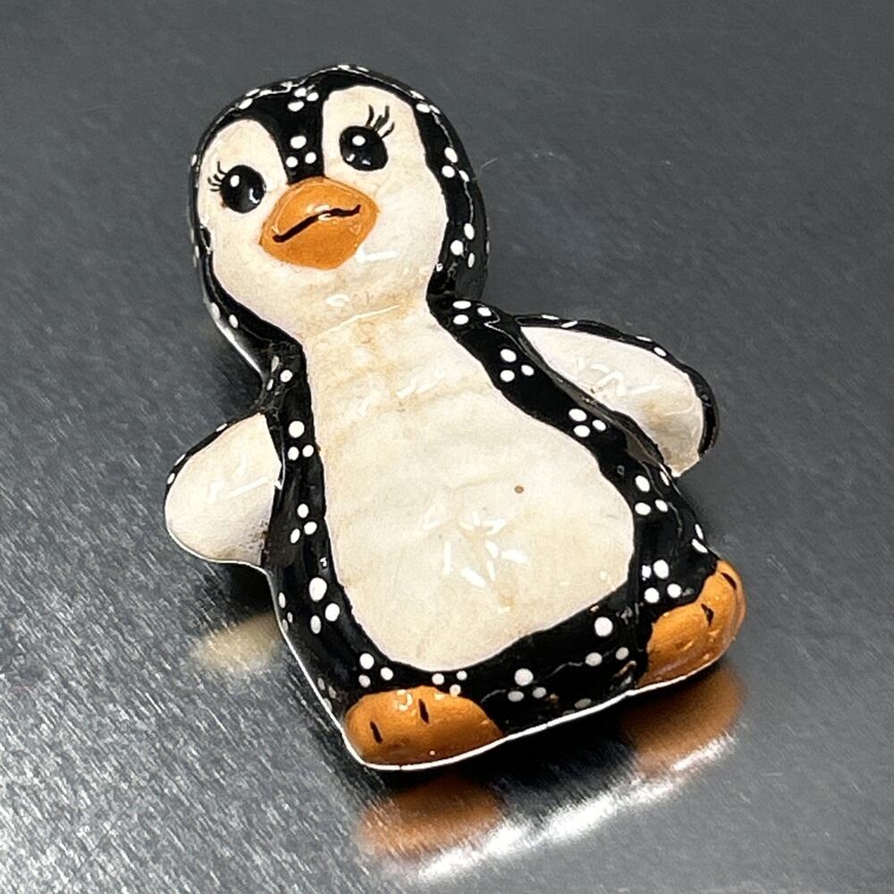 Vintage Kimple Style Ceramic Penguin Fridge Magnet Handcrafted